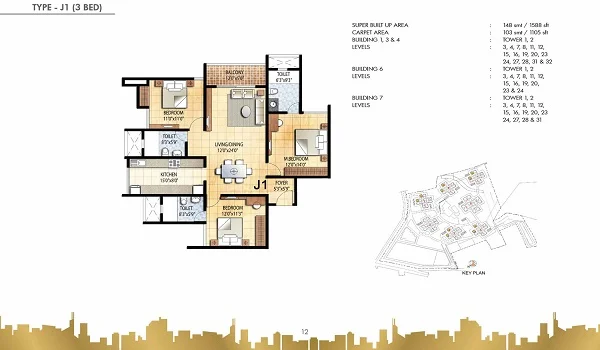 Floor Plan Variants Prestige Falcon City Reserve Floor Plan - 2, 3 and 4 BHK Configurations