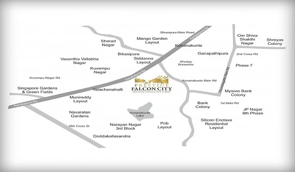 Prestige Falcon City Reserve Location Map - Kanakapura, South Bangalore