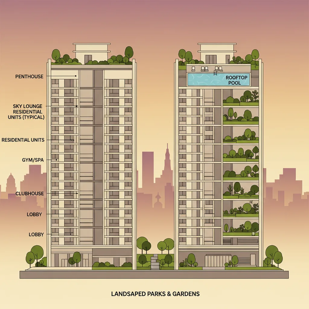 What is the Total Floor Count for Each Tower in Prestige Falcon City Reserve?